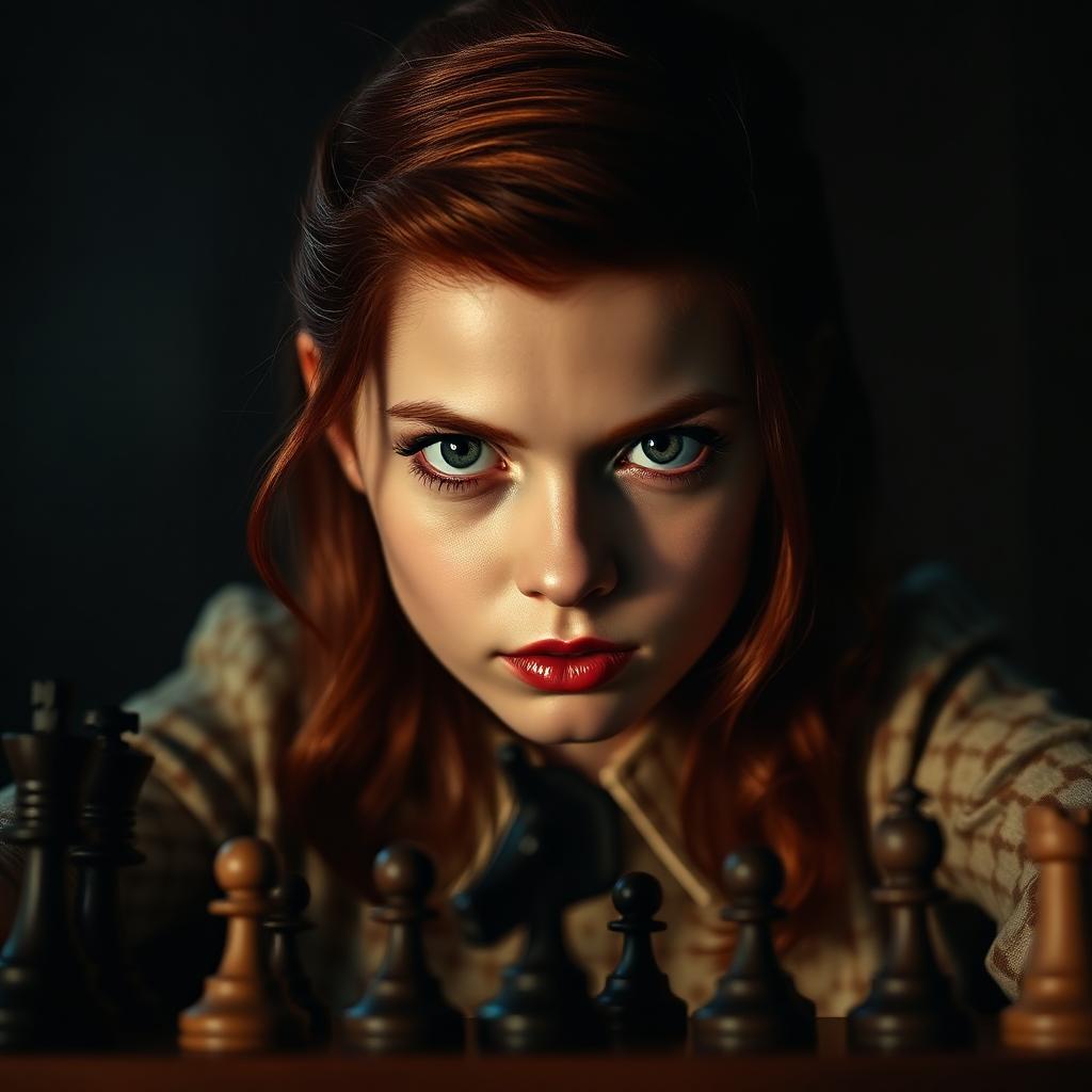 Stylized portrait inspired by Beth Harmon