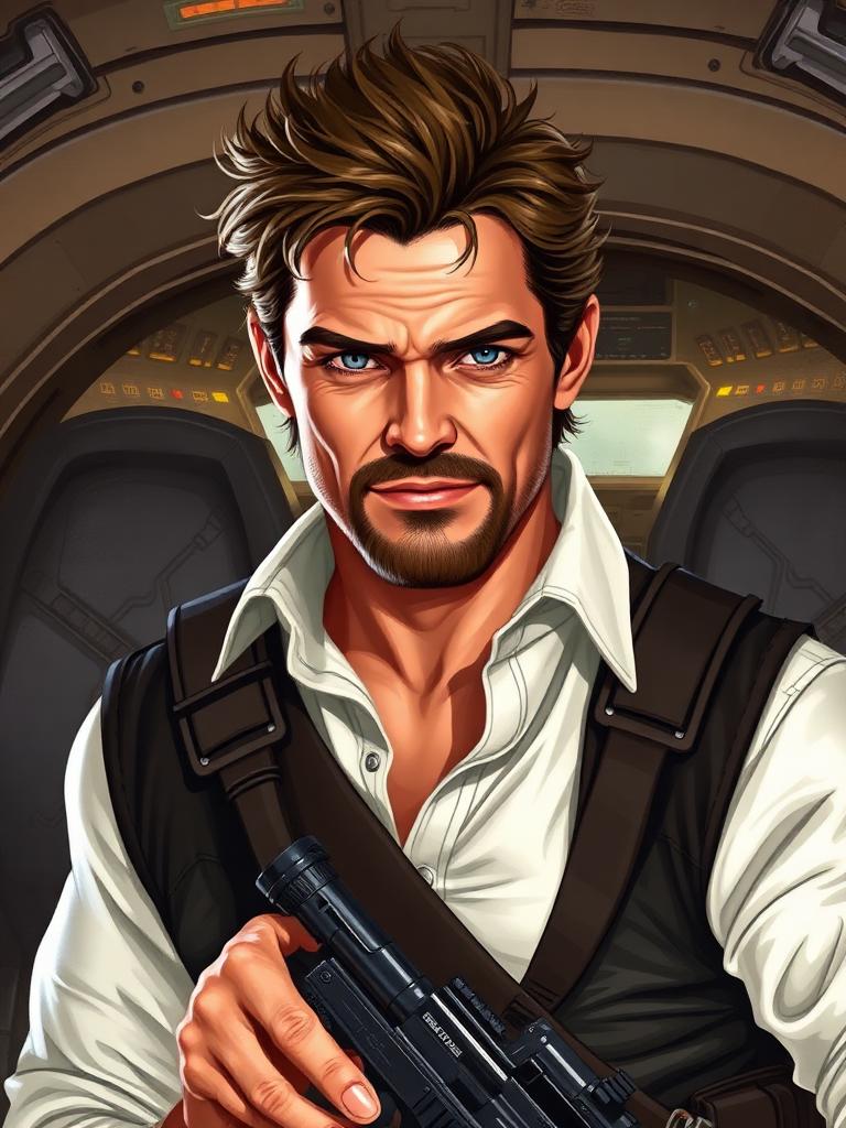 Stylized portrait inspired by Han Solo