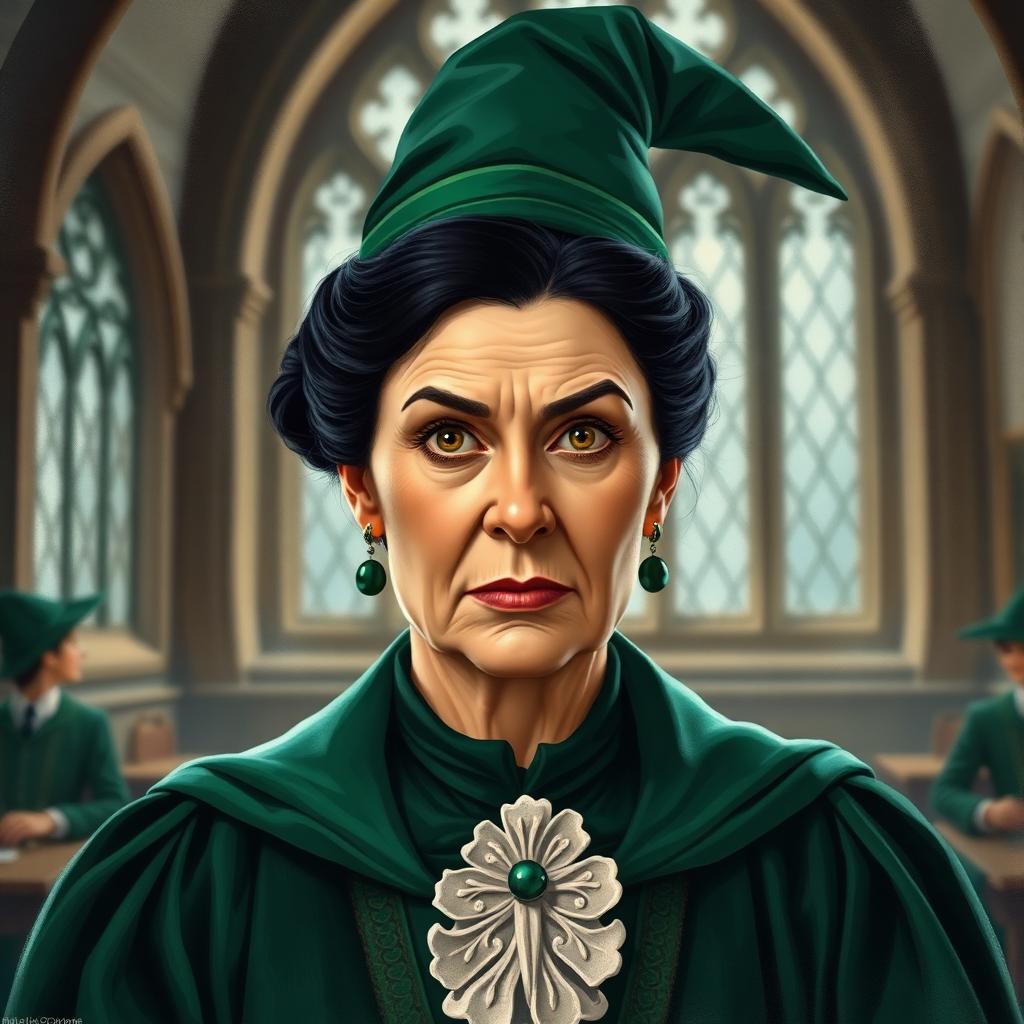 Stylized portrait inspired by Minerva McGonagall